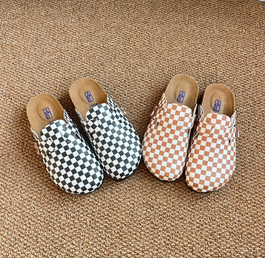 New Summer Trend Leather Ultra-Soft Checkered Half-Sling Sandals