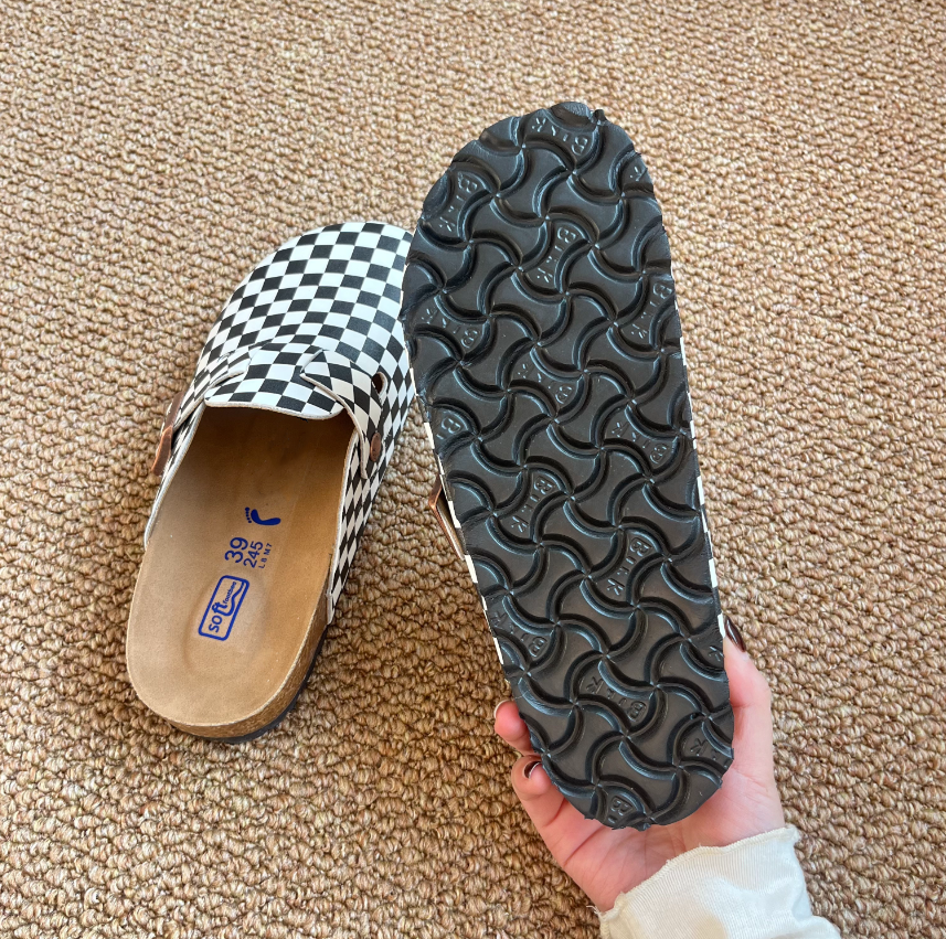 New Summer Trend Leather Ultra-Soft Checkered Half-Sling Sandals