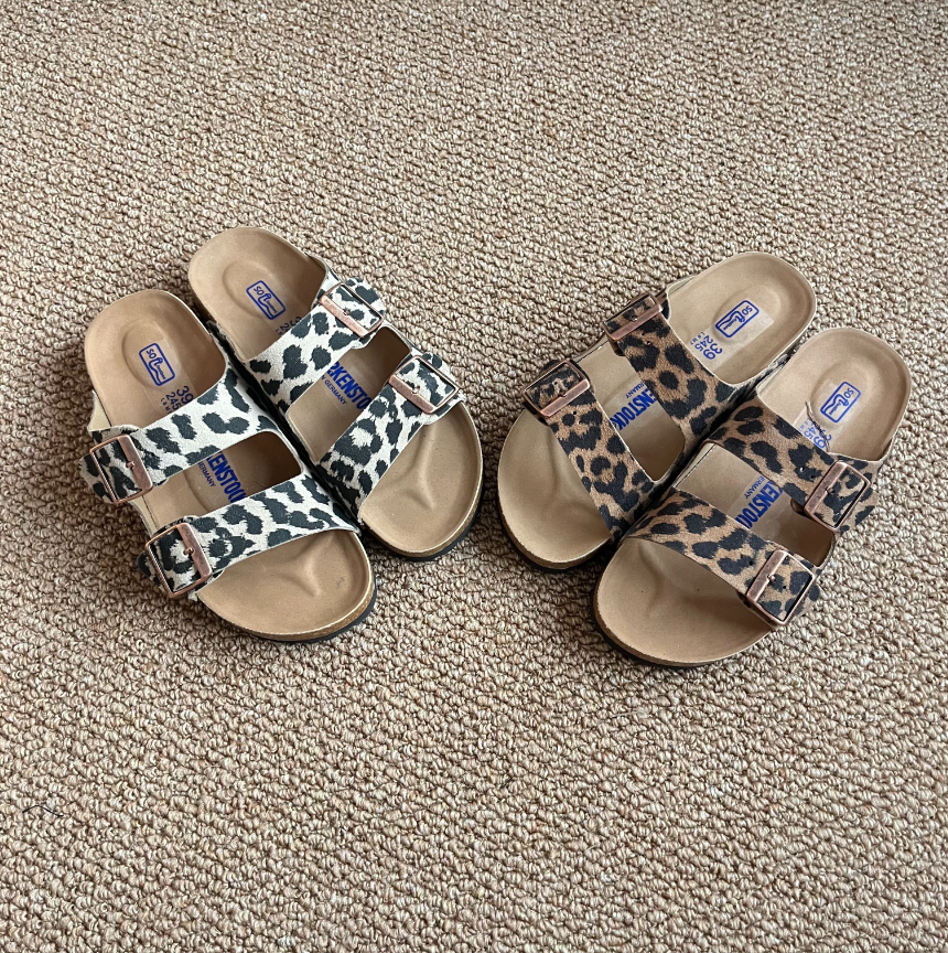 Summer New Retro Leather Ultra-Soft Leopard Print Sandals