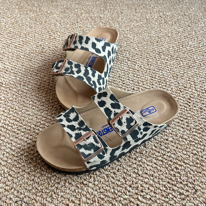 Summer New Retro Leather Ultra-Soft Leopard Print Sandals