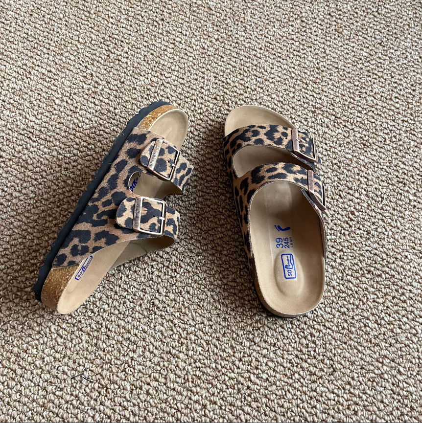 Summer New Retro Leather Ultra-Soft Leopard Print Sandals