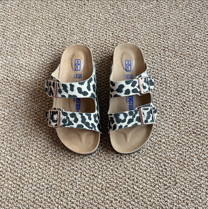 Summer New Retro Leather Ultra-Soft Leopard Print Sandals
